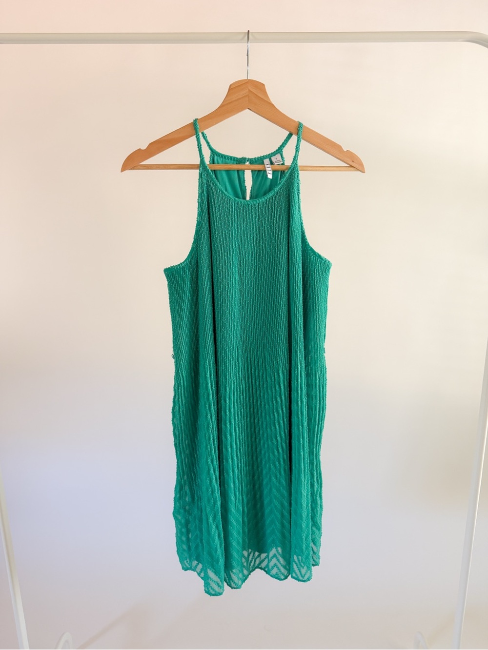 Elle Teal Textured Sleeveless Midi Dress